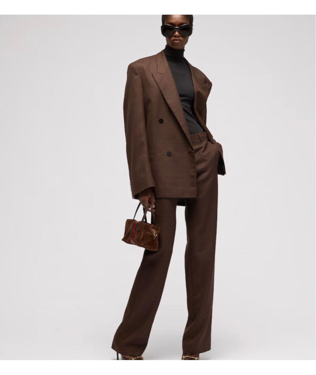 GUCCI Коричневая замшевая сумка с короткими ручками, фото 6