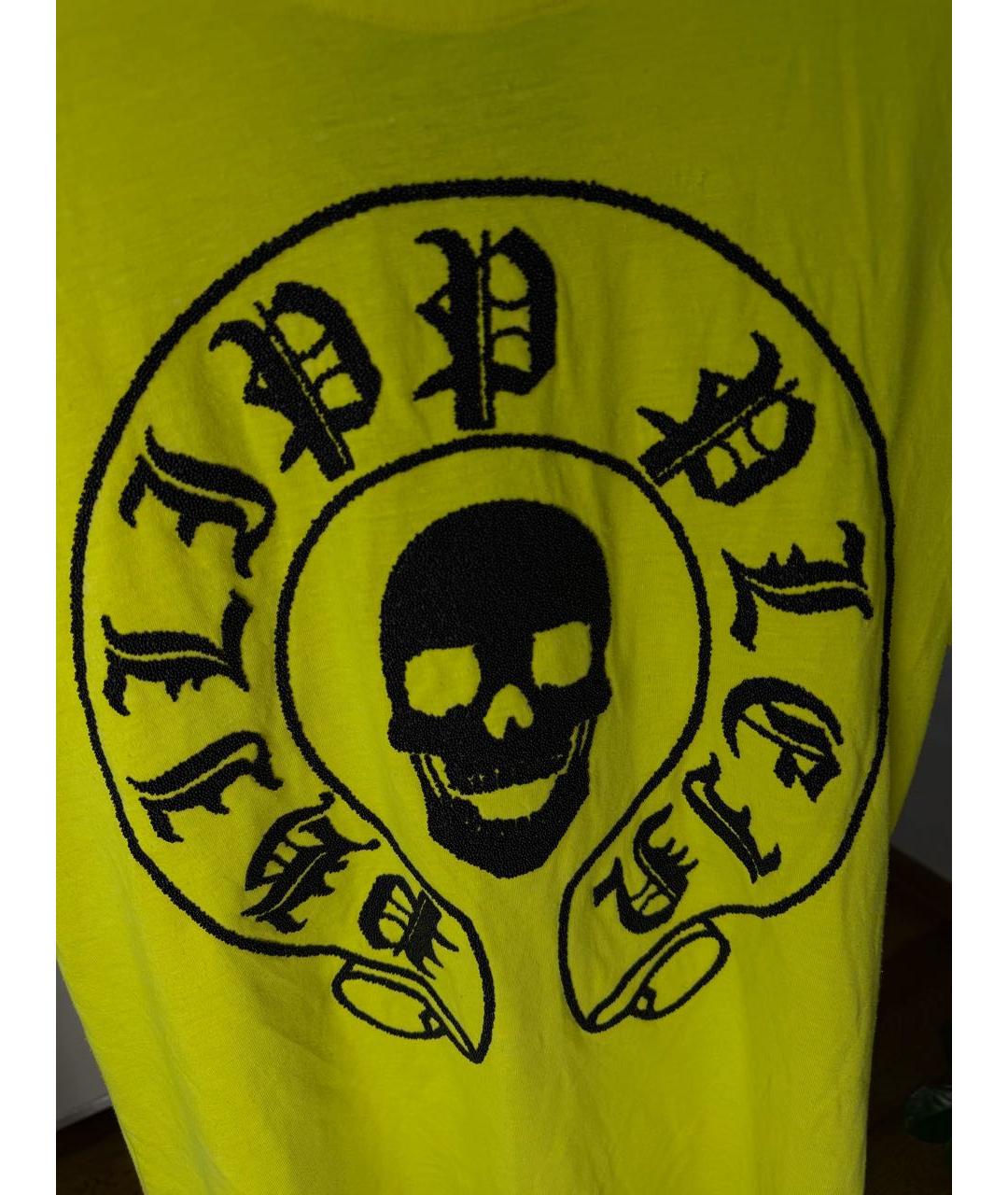 PHILIPP PLEIN Желтая хлопко-полиэстеровая футболка, фото 3