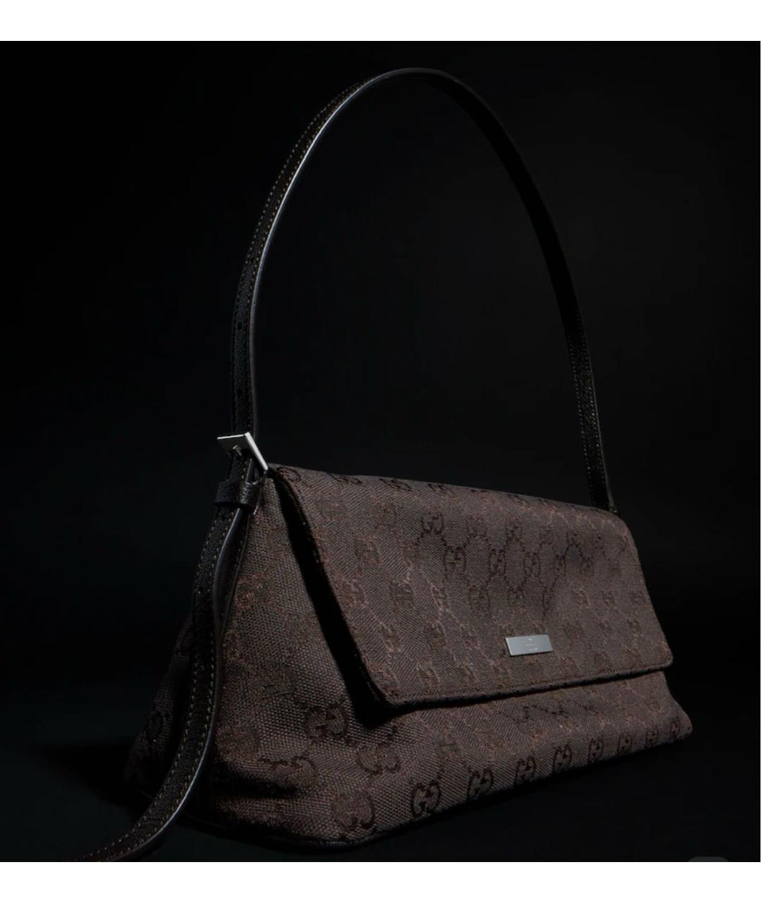 GUCCI Коричневая сумка через плечо из канвы, фото 2