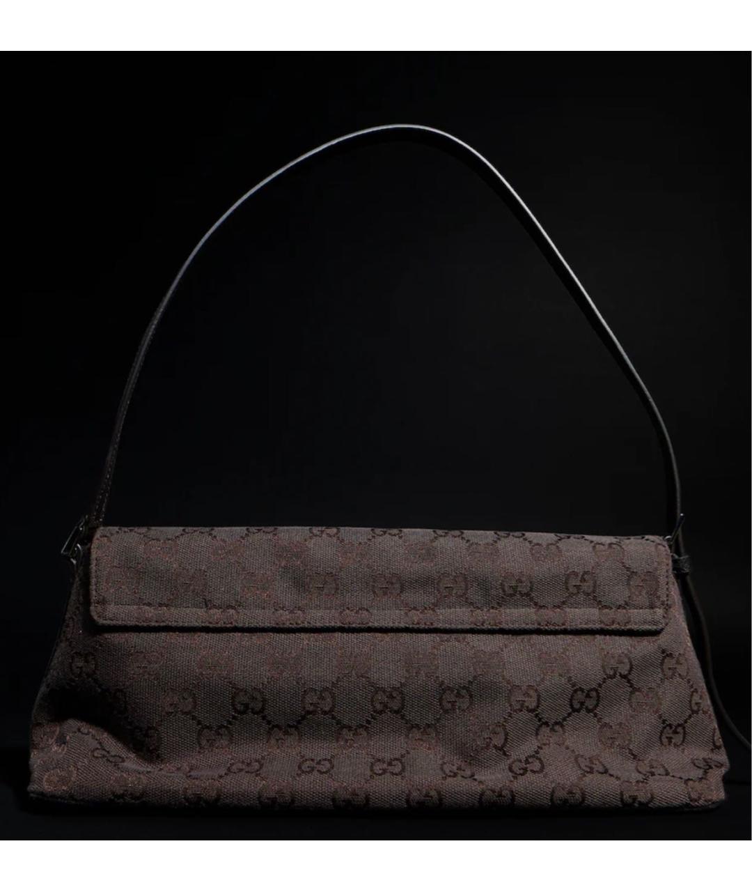 GUCCI Коричневая сумка через плечо из канвы, фото 4