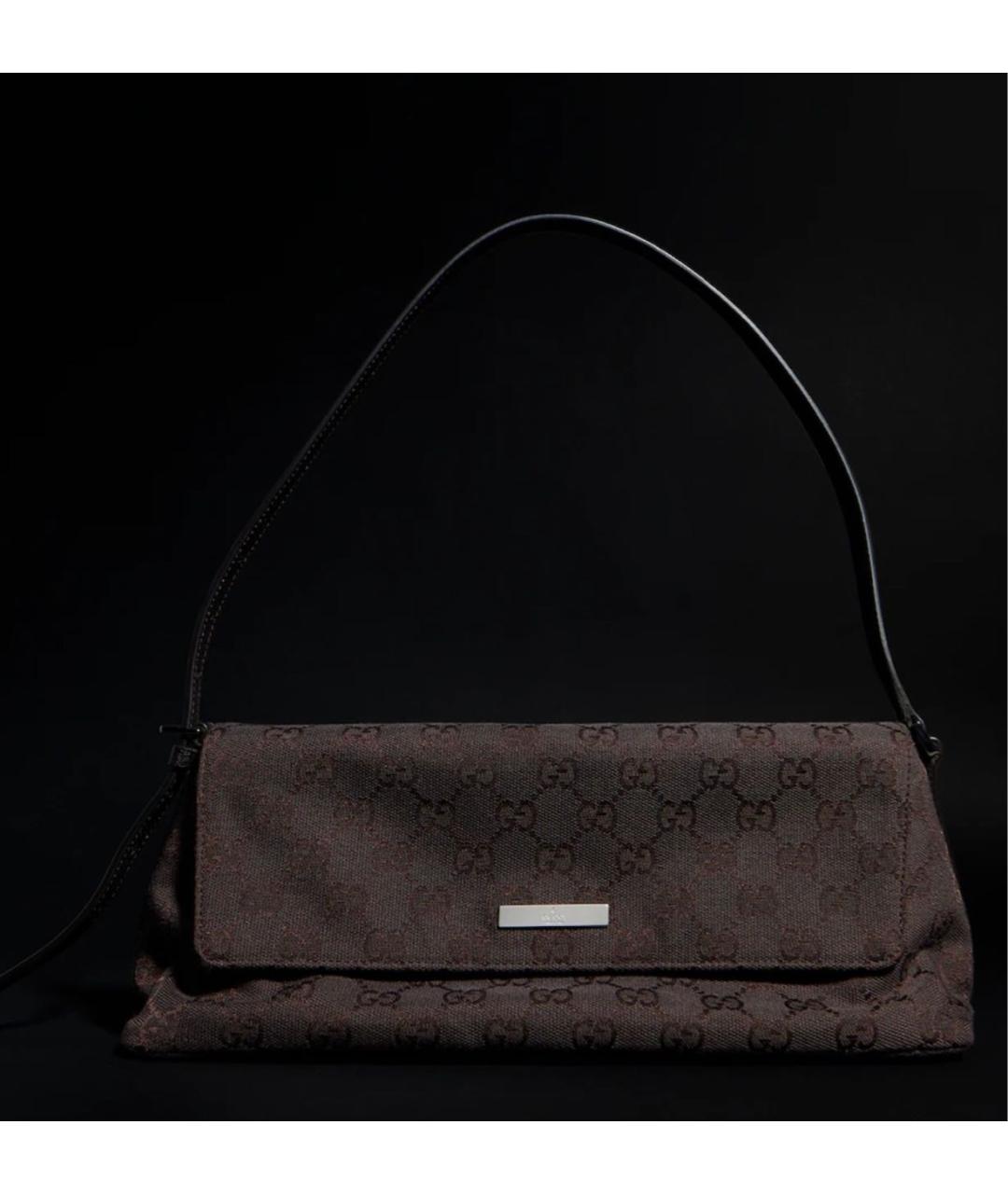 GUCCI Коричневая сумка через плечо из канвы, фото 6