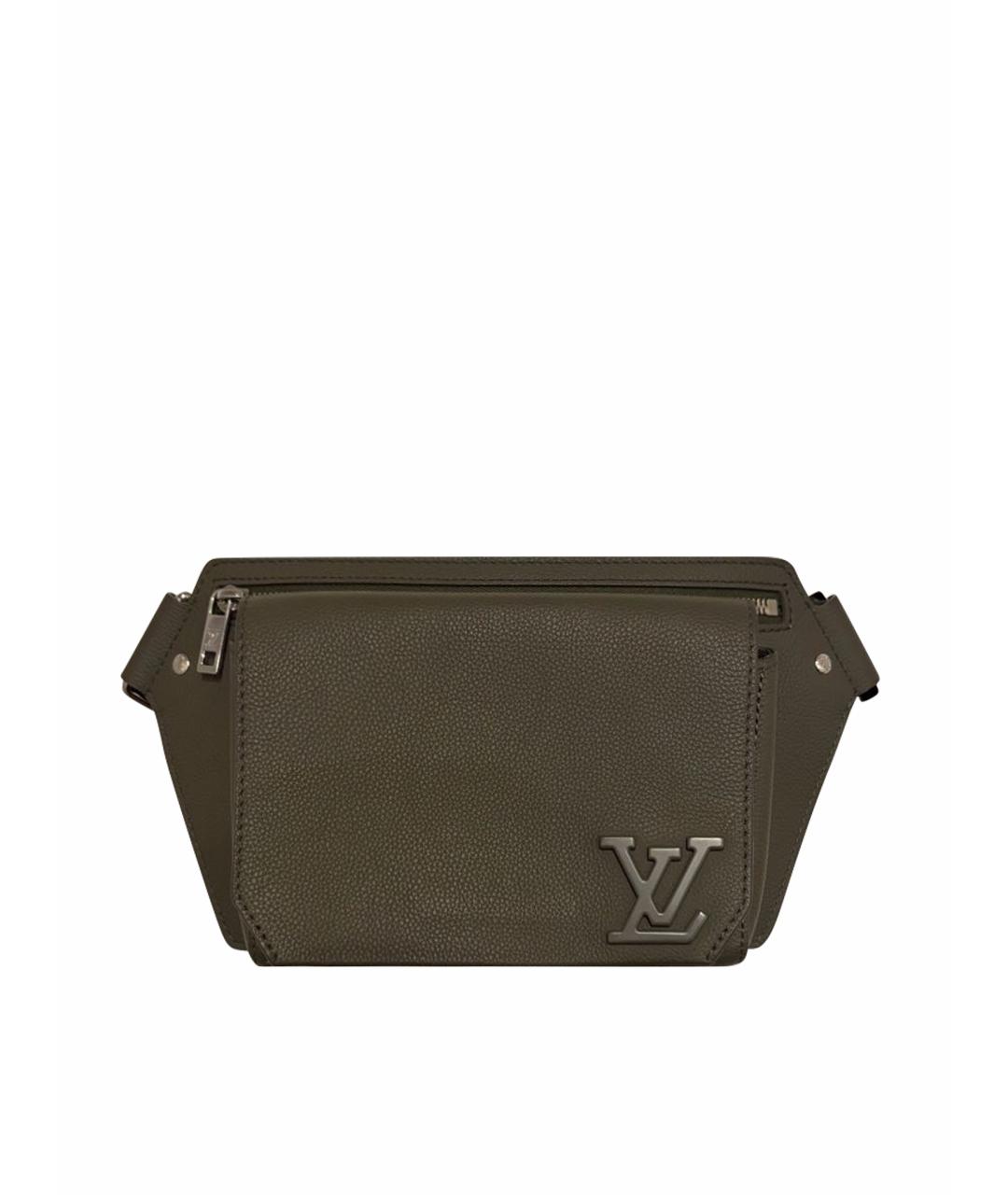 LOUIS VUITTON Хаки кожаная поясная сумка, фото 1