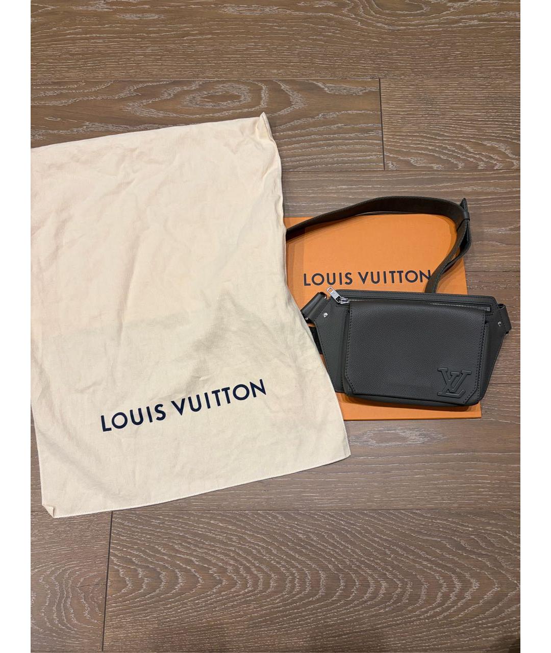 LOUIS VUITTON Хаки кожаная поясная сумка, фото 4