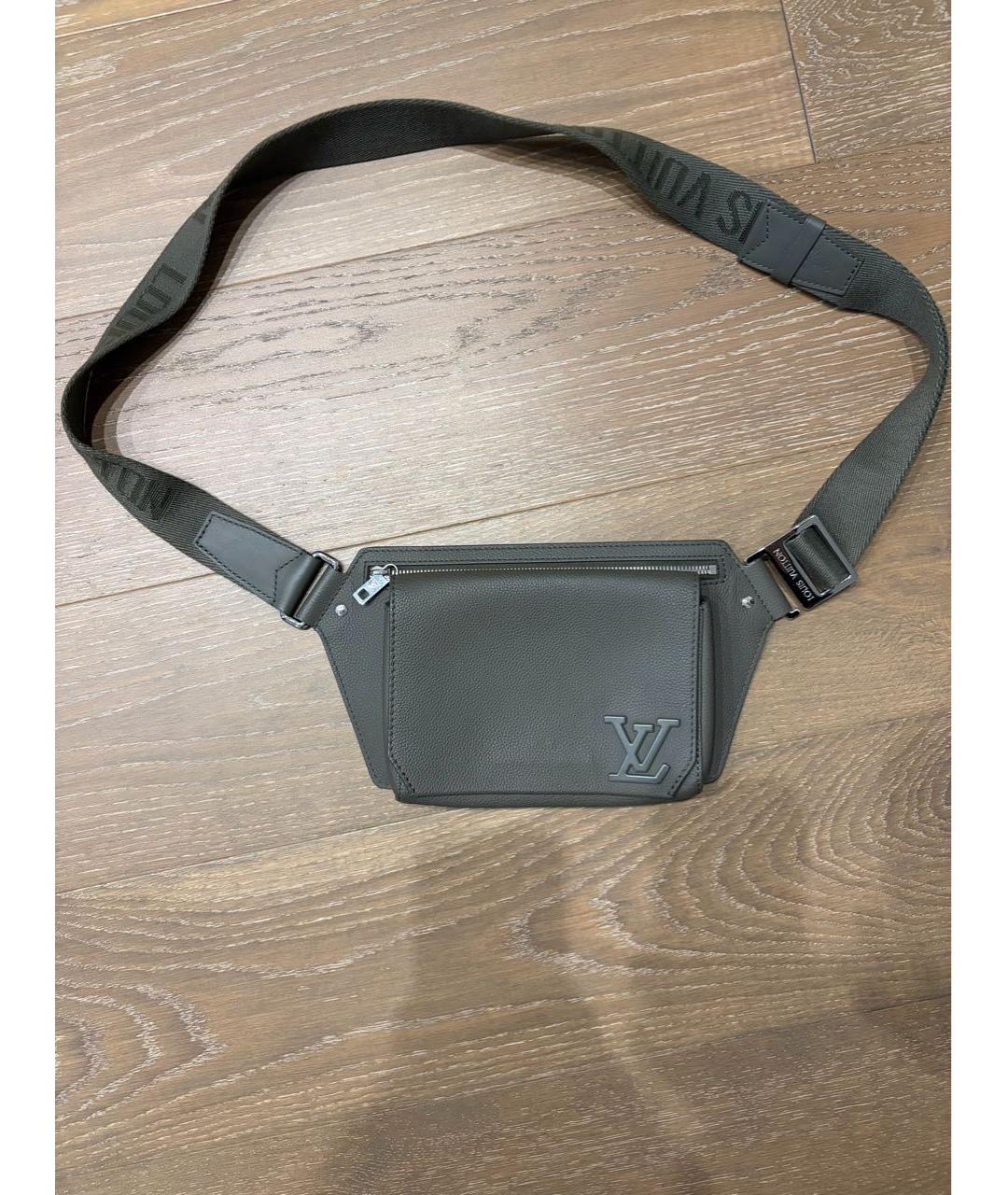 LOUIS VUITTON Хаки кожаная поясная сумка, фото 2