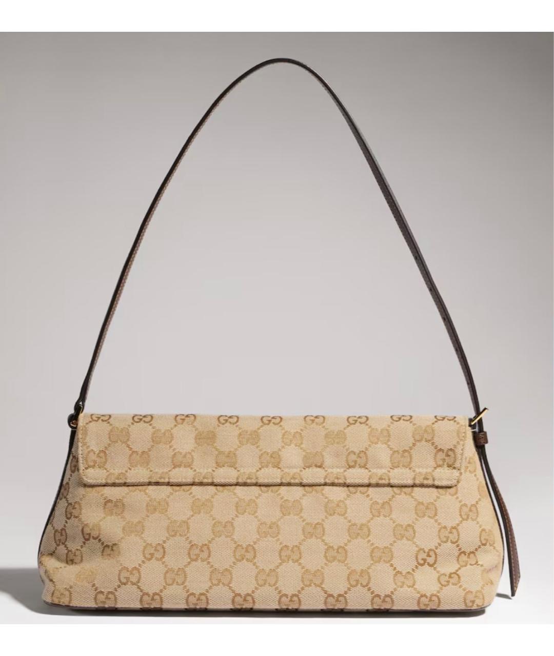 GUCCI Бежевая сумка через плечо из канвы, фото 6