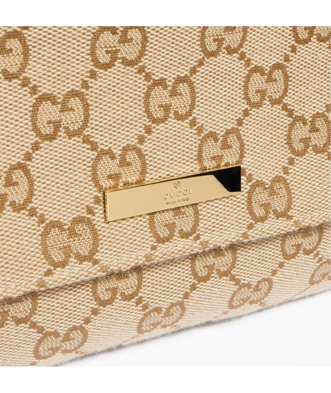 GUCCI Бежевая сумка через плечо из канвы, фото 5