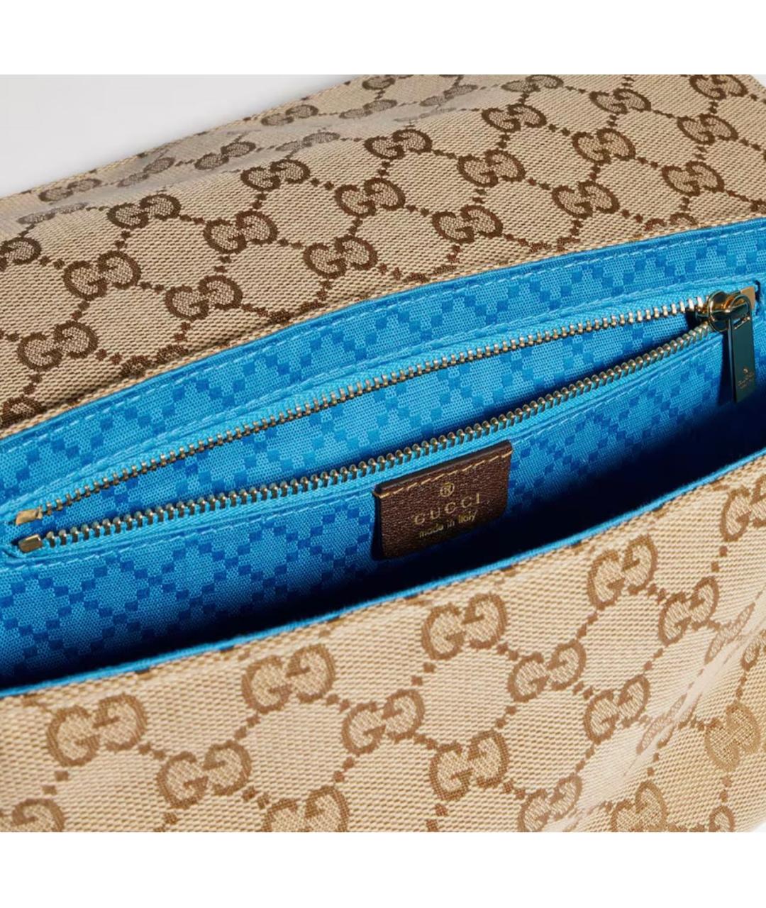 GUCCI Бежевая сумка через плечо из канвы, фото 7