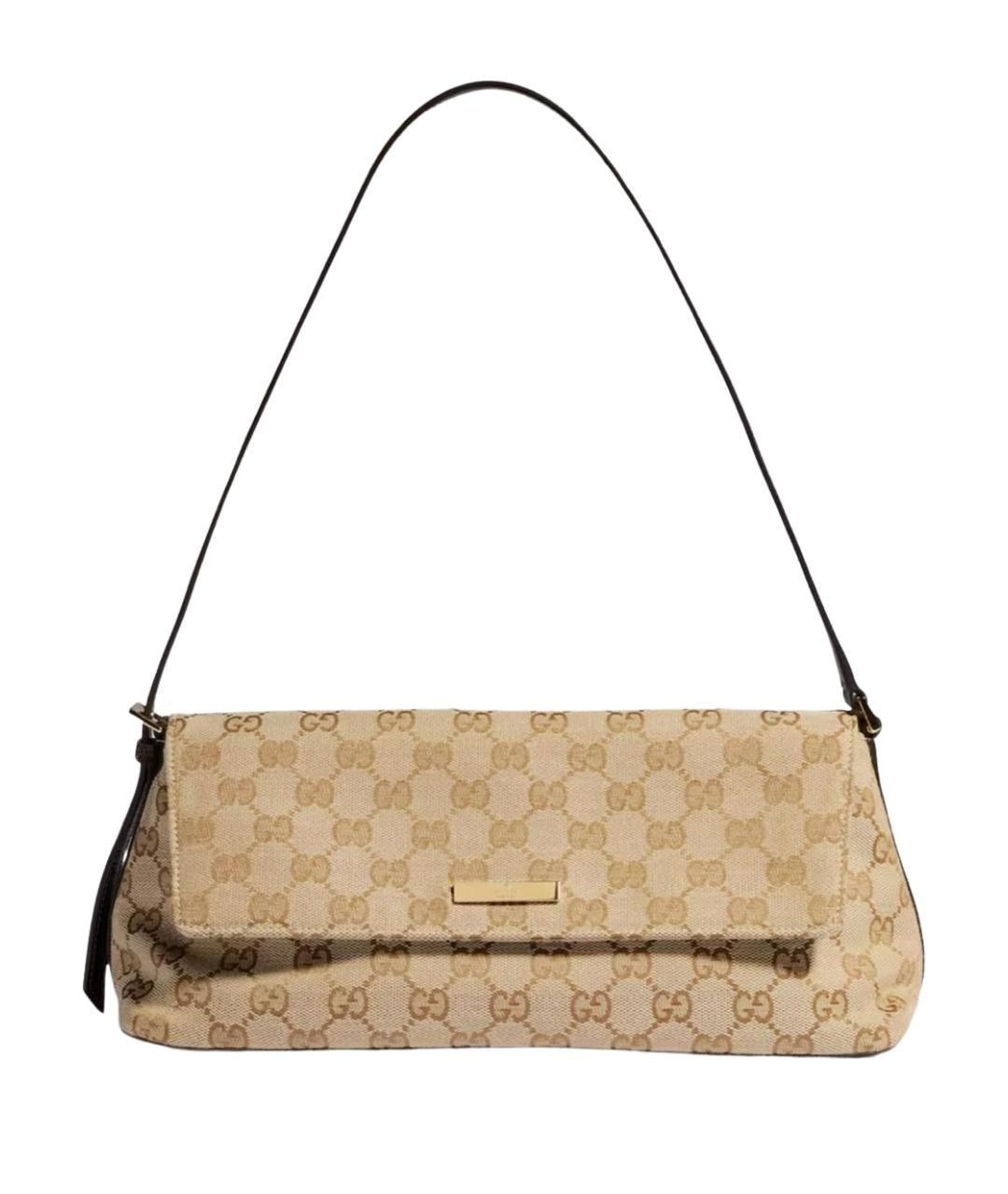 GUCCI Бежевая сумка через плечо из канвы, фото 1