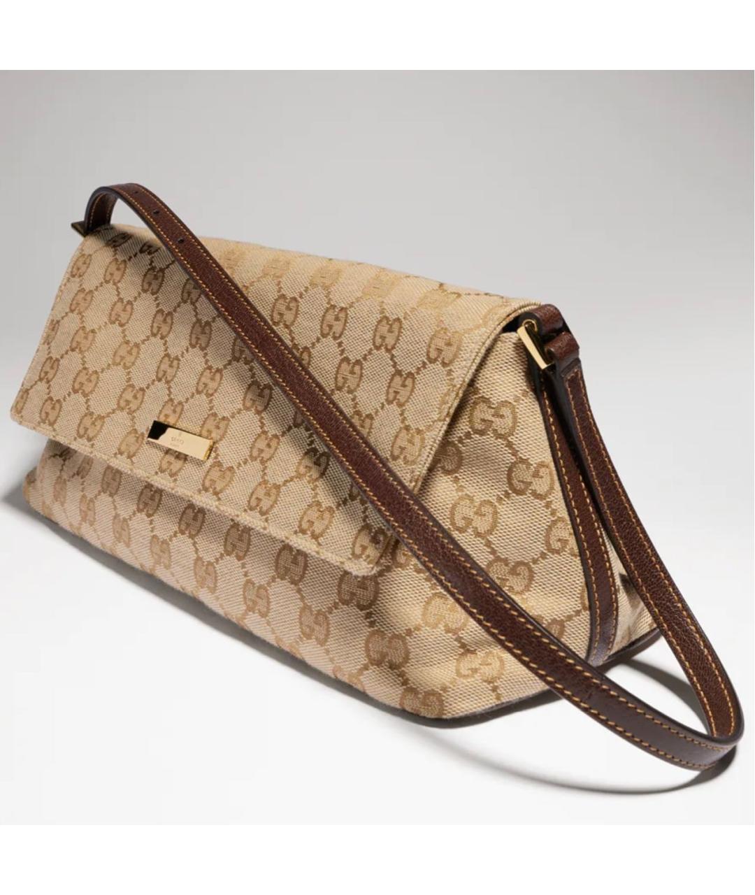 GUCCI Бежевая сумка через плечо из канвы, фото 2