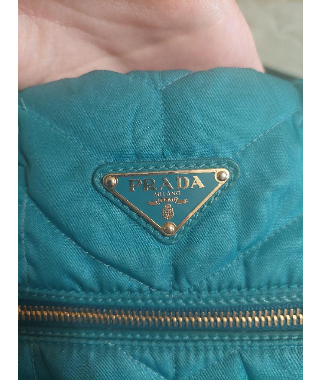 PRADA Бирюзовая нейлоновая сумка тоут, фото 3