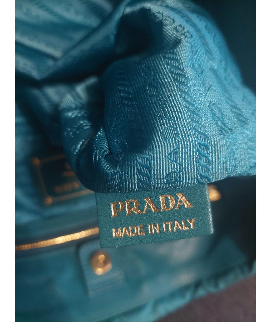 PRADA Бирюзовая нейлоновая сумка тоут, фото 8