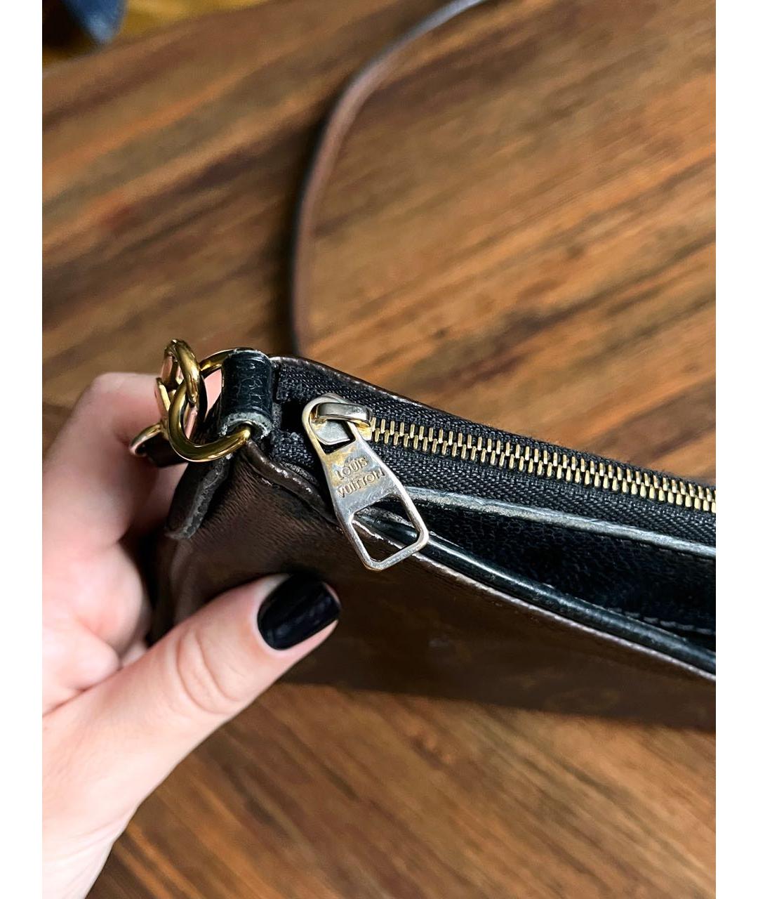LOUIS VUITTON Коричневая кожаная сумка через плечо, фото 6
