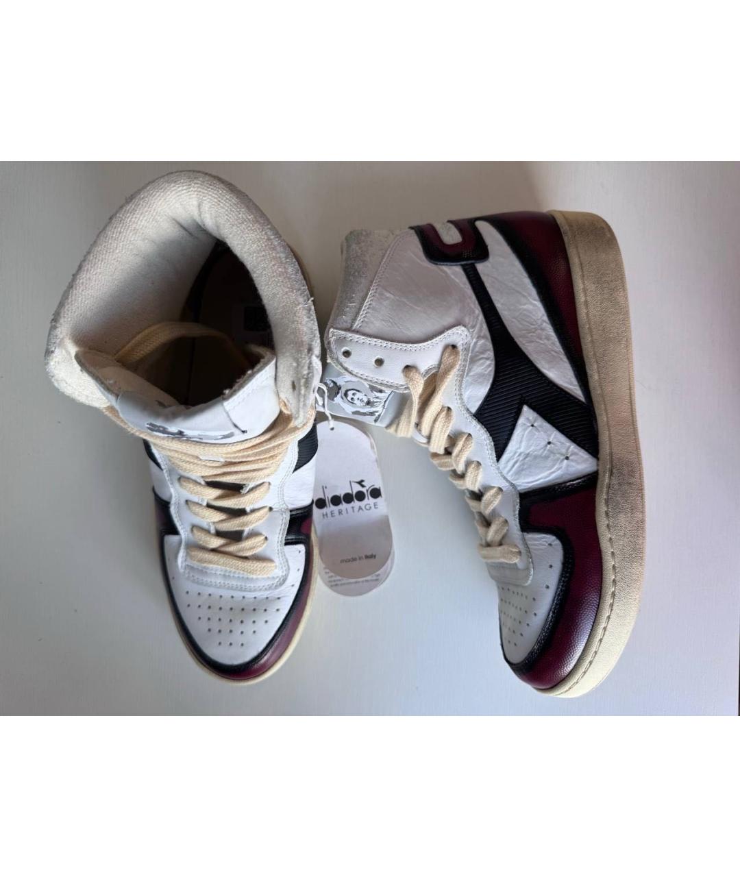 DIADORA HERITAGE Белые кожаные высокие кроссовки / кеды, фото 5