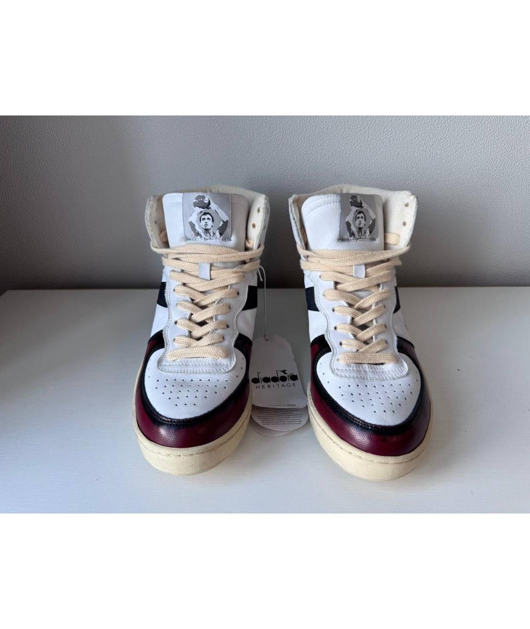 DIADORA HERITAGE Белые кожаные высокие кроссовки / кеды, фото 2
