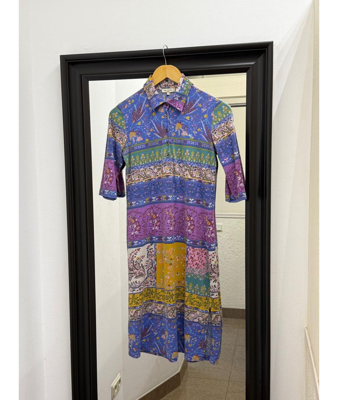 ETRO Мульти хлопко-эластановое повседневное платье, фото 6