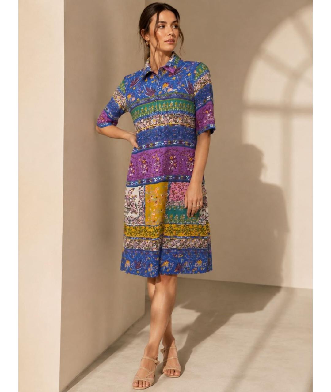 ETRO Мульти хлопко-эластановое повседневное платье, фото 5