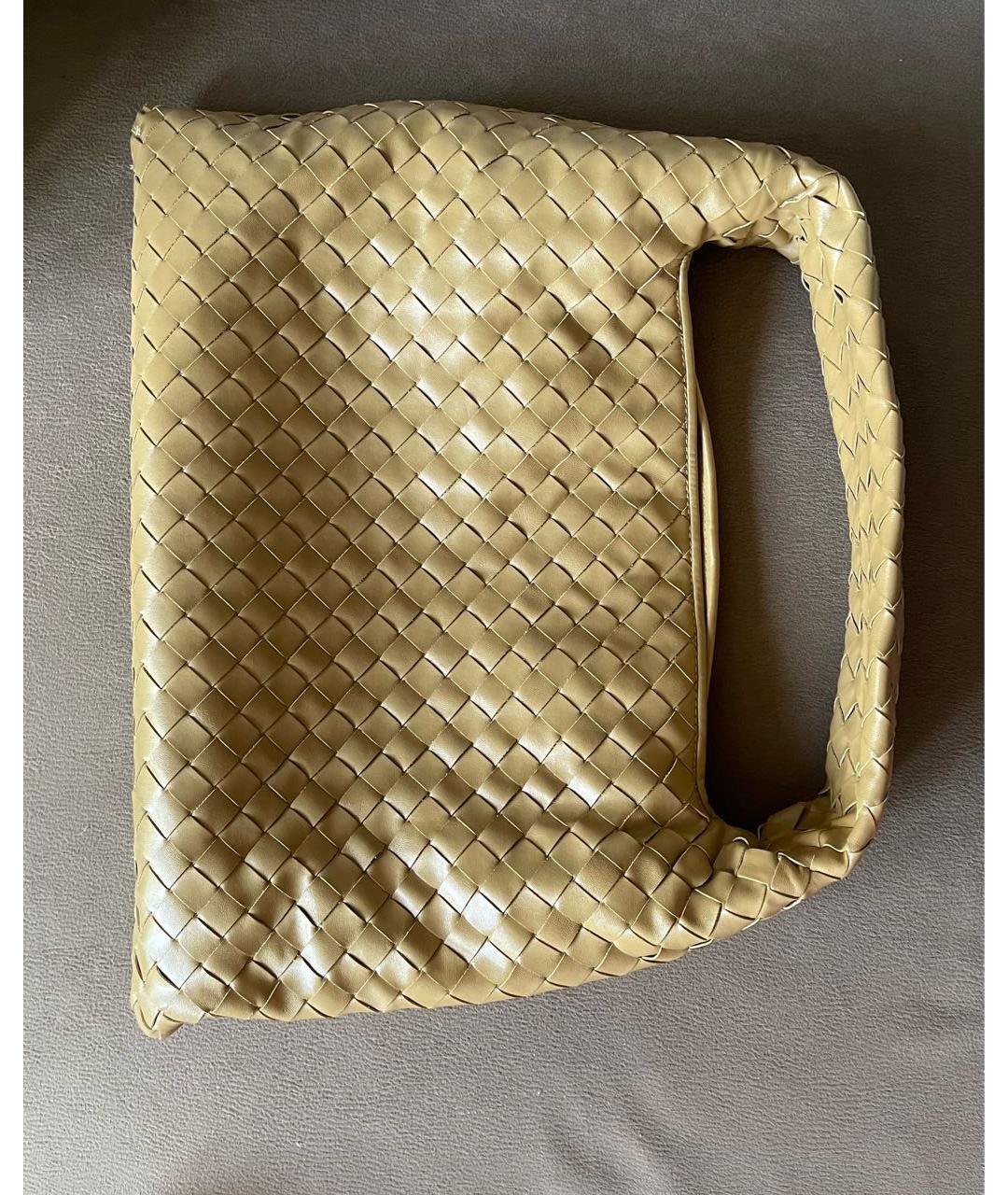 BOTTEGA VENETA Горчичная кожаная сумка с короткими ручками, фото 5