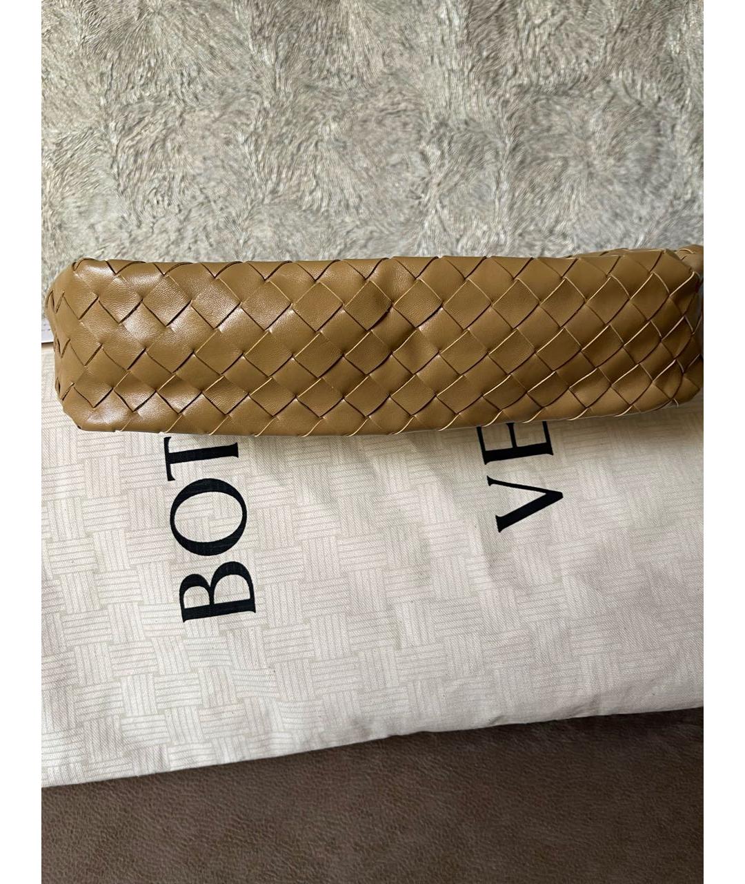 BOTTEGA VENETA Горчичная кожаная сумка с короткими ручками, фото 4