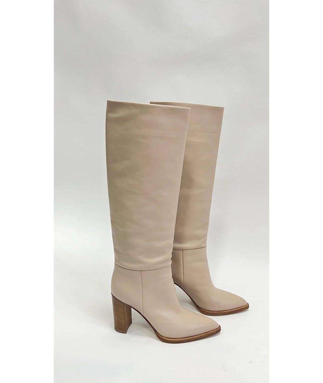 GIANVITO ROSSI Бежевые кожаные сапоги, фото 3