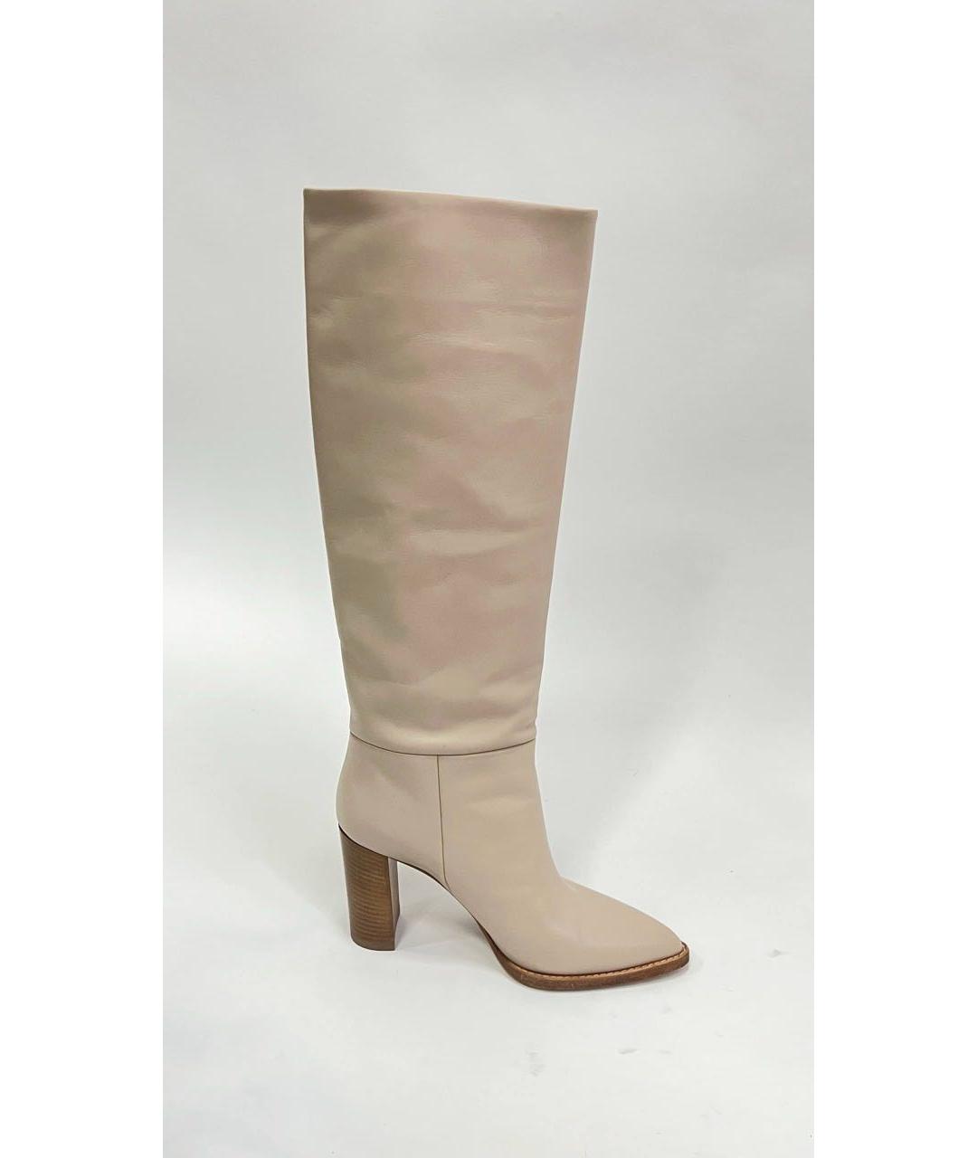 GIANVITO ROSSI Бежевые кожаные сапоги, фото 9