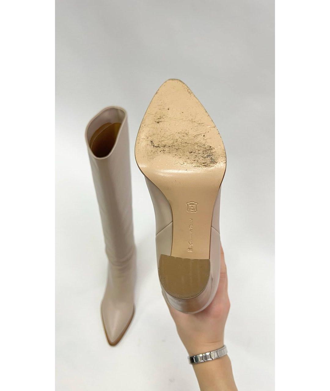 GIANVITO ROSSI Бежевые кожаные сапоги, фото 5