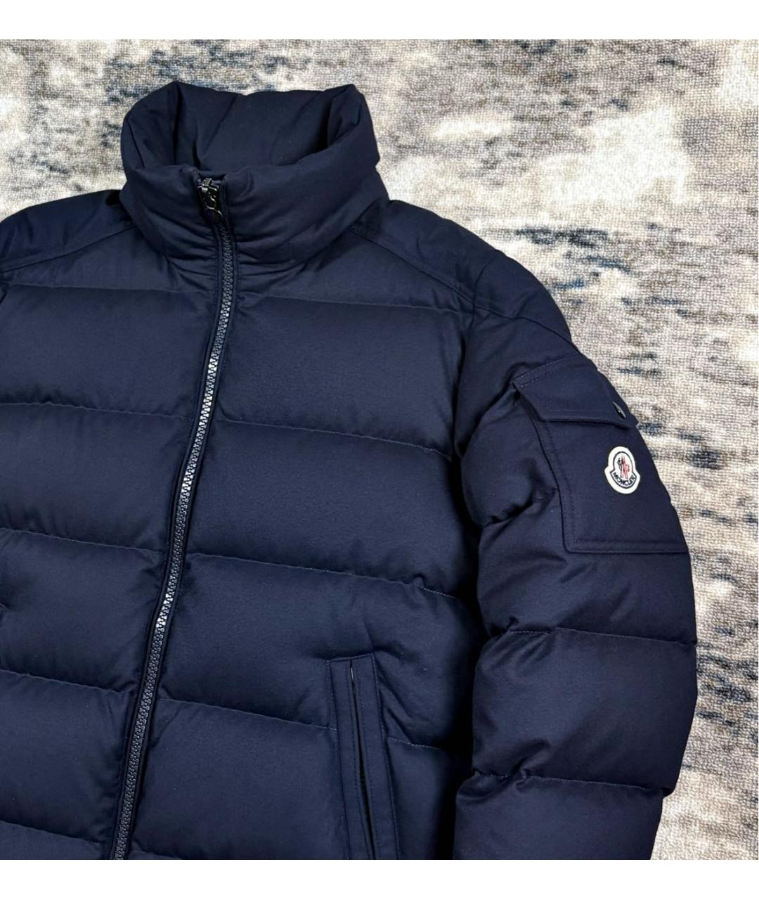 MONCLER Темно-синий шерстяной пуховик, фото 2