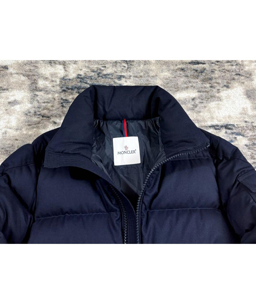 MONCLER Темно-синий шерстяной пуховик, фото 4