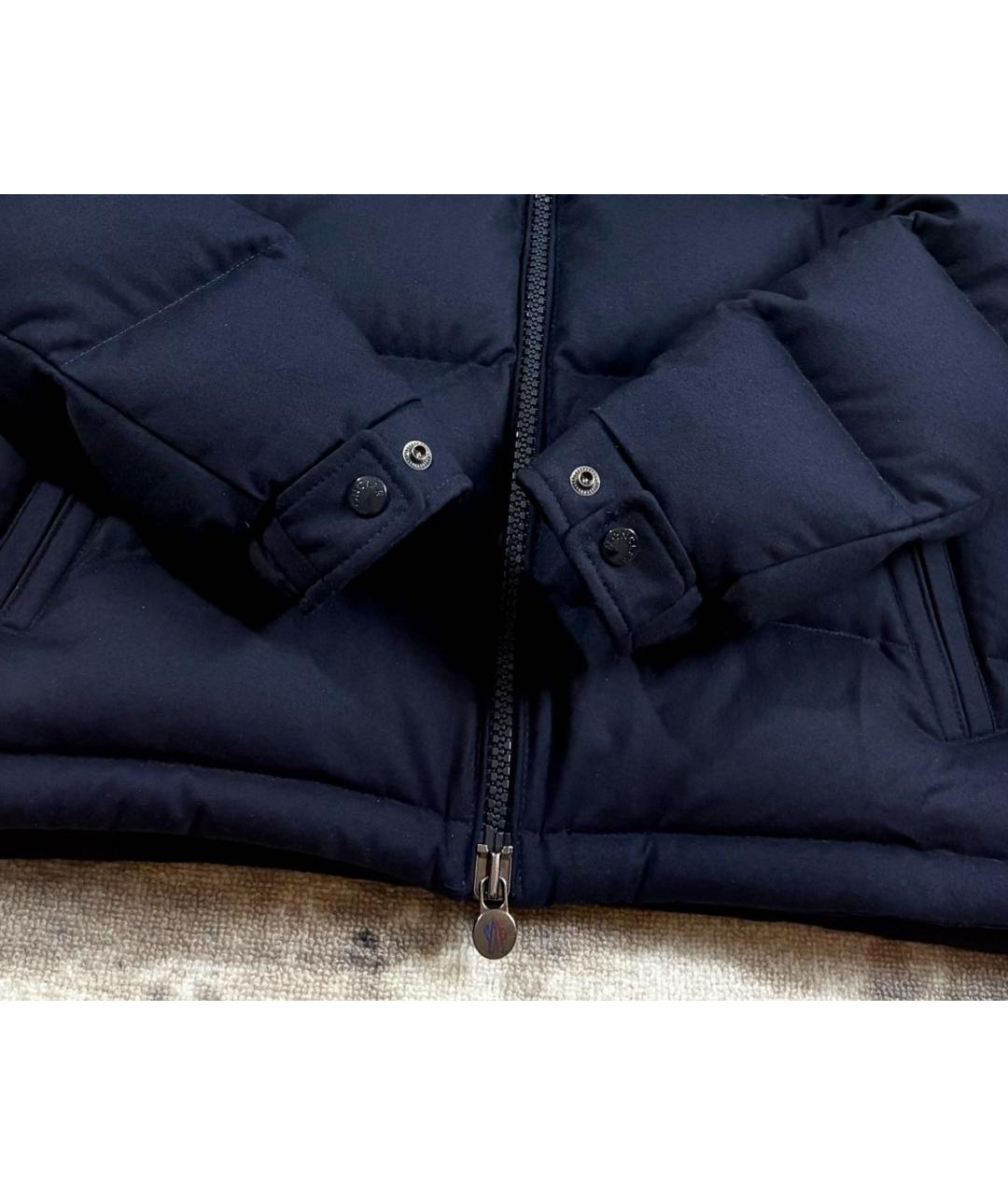 MONCLER Темно-синий шерстяной пуховик, фото 3