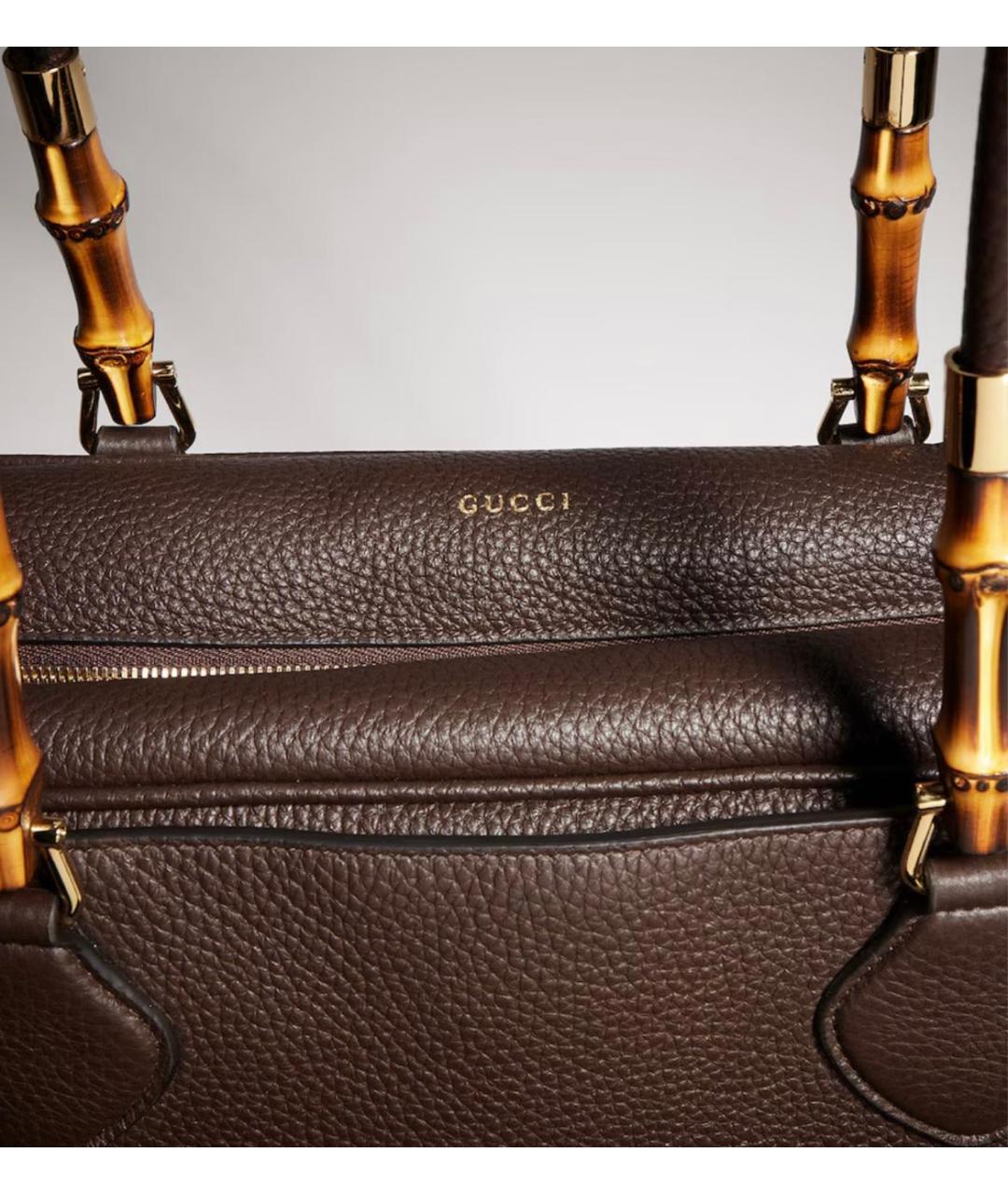 GUCCI Коричневая кожаная сумка с короткими ручками, фото 3