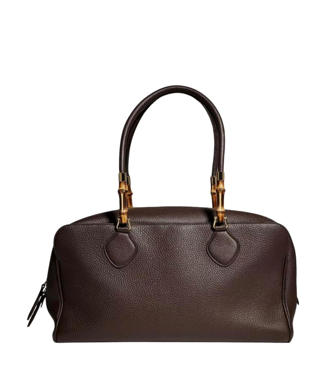 GUCCI Коричневая кожаная сумка с короткими ручками, фото 1
