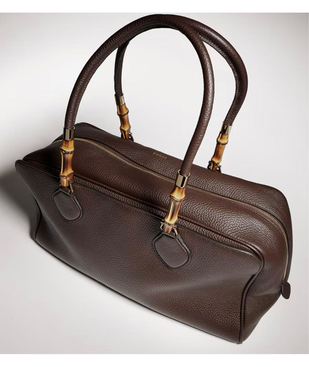 GUCCI Коричневая кожаная сумка с короткими ручками, фото 4