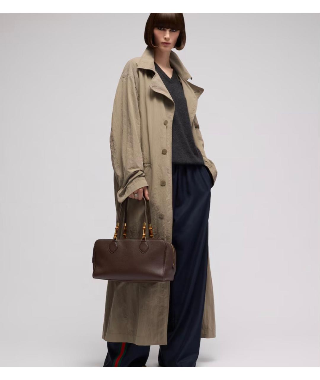 GUCCI Коричневая кожаная сумка с короткими ручками, фото 5