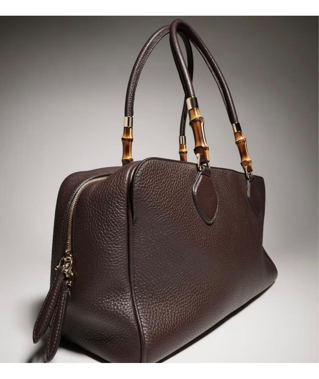 GUCCI Коричневая кожаная сумка с короткими ручками, фото 2