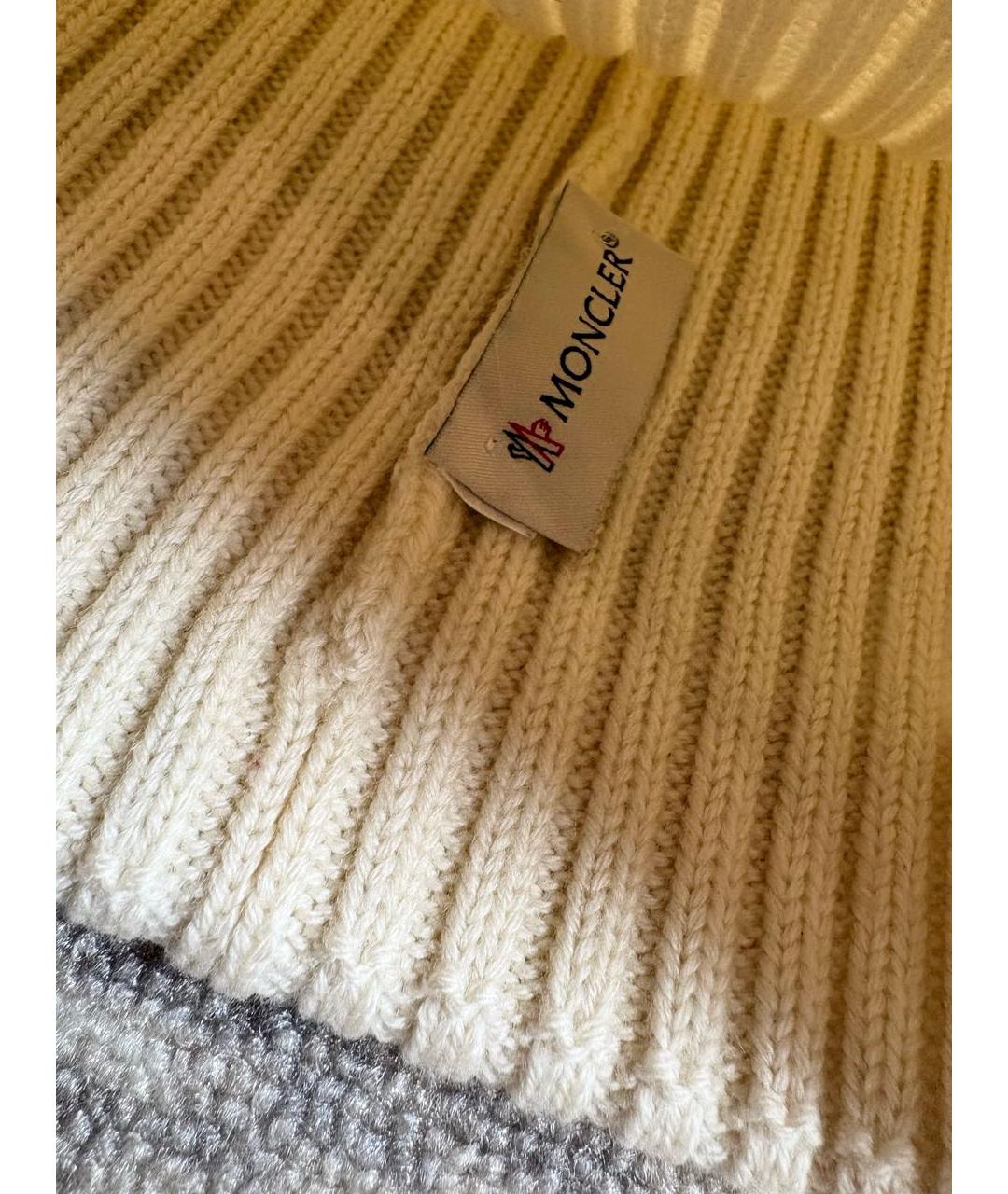 MONCLER Белая шерстяная шапка, фото 5