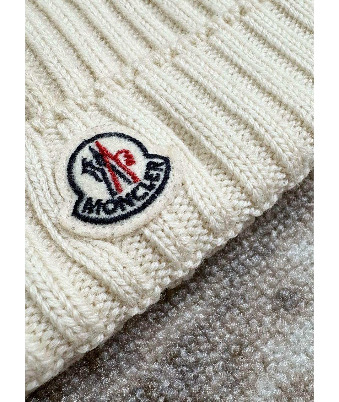 MONCLER Белая шерстяная шапка, фото 3