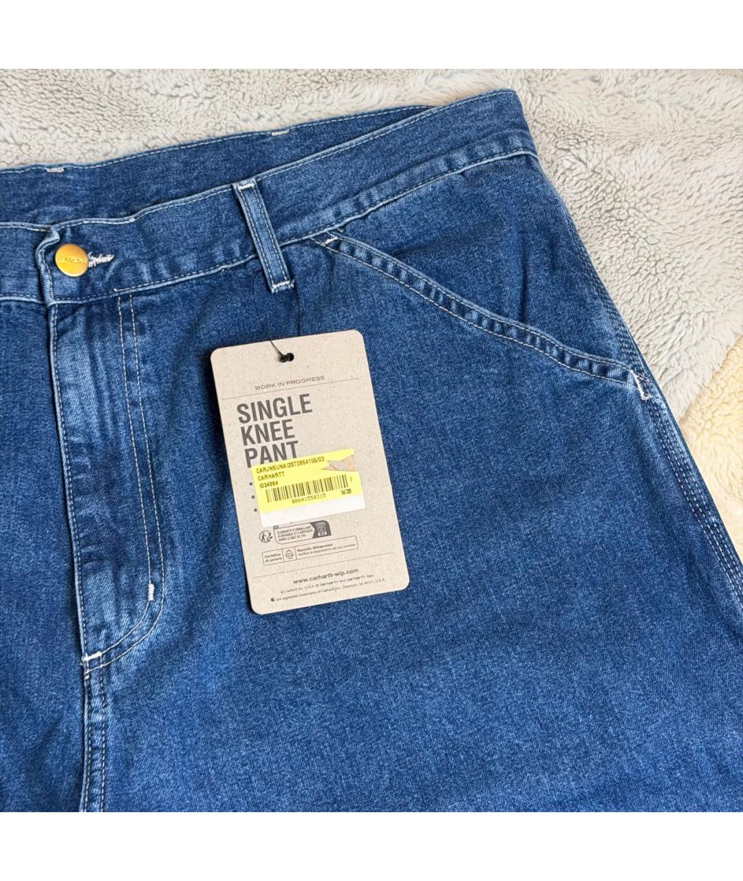CARHARTT WIP Синие хлопковые прямые джинсы, фото 4