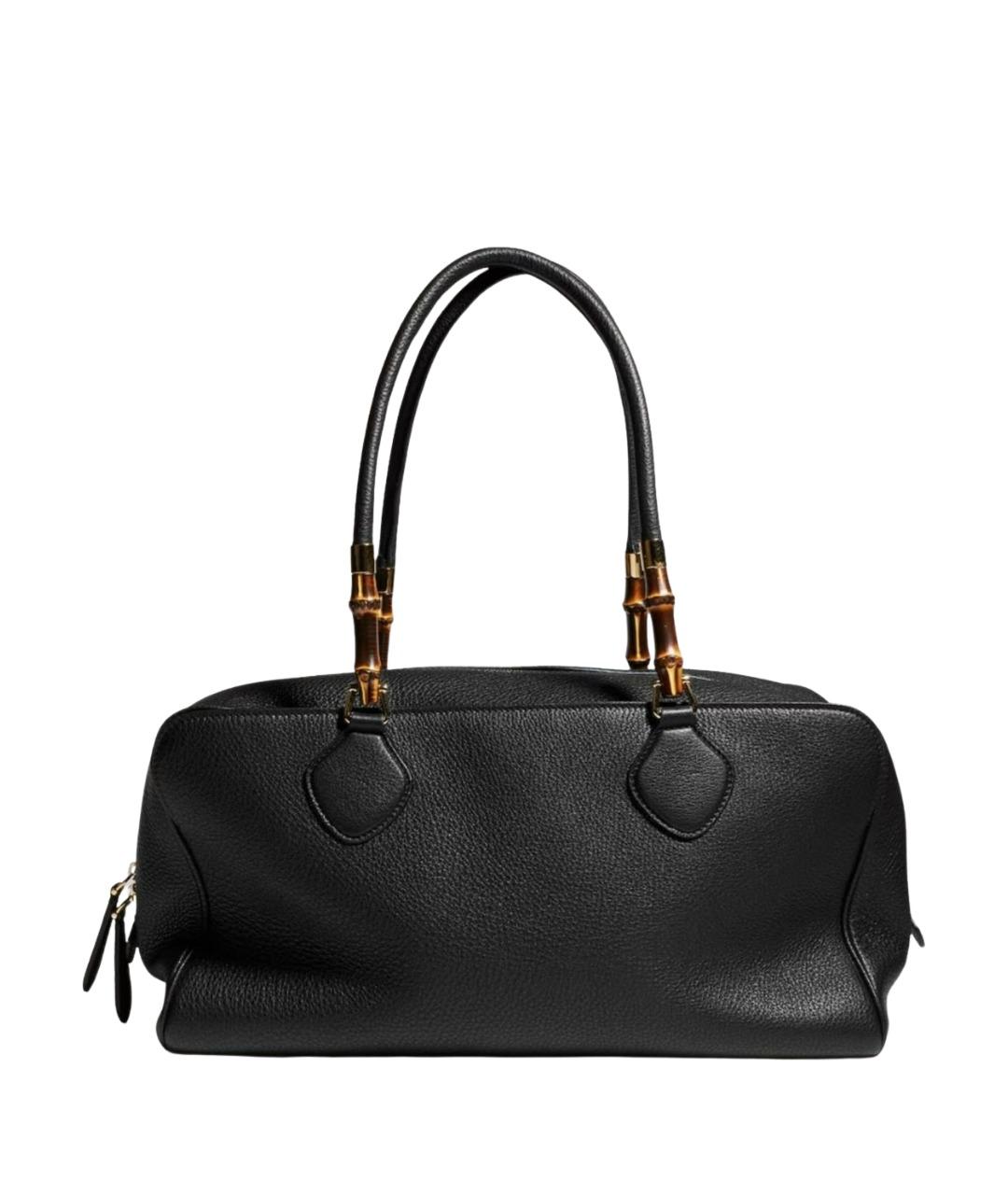 GUCCI Черная кожаная сумка с короткими ручками, фото 1