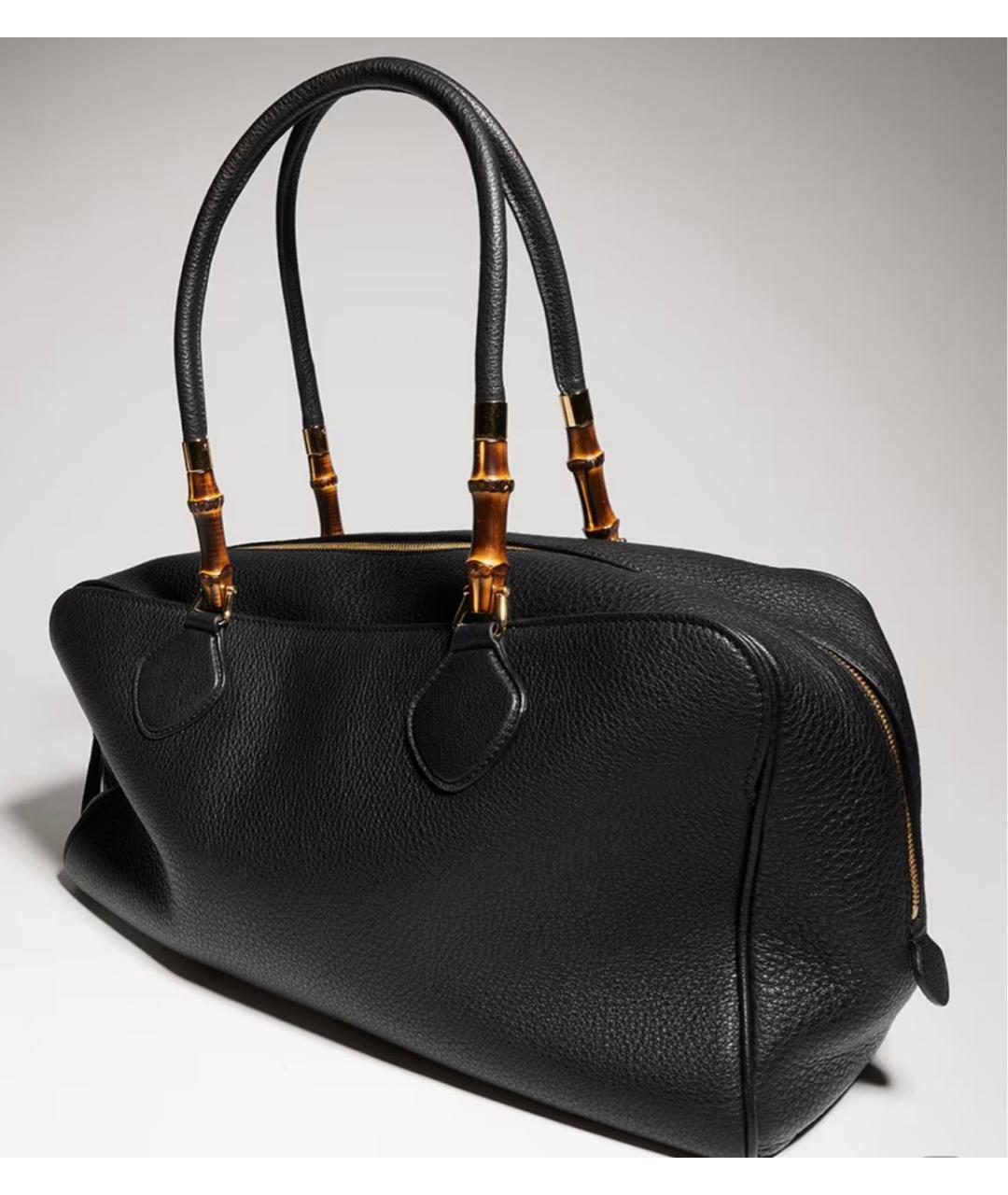 GUCCI Черная кожаная сумка с короткими ручками, фото 2