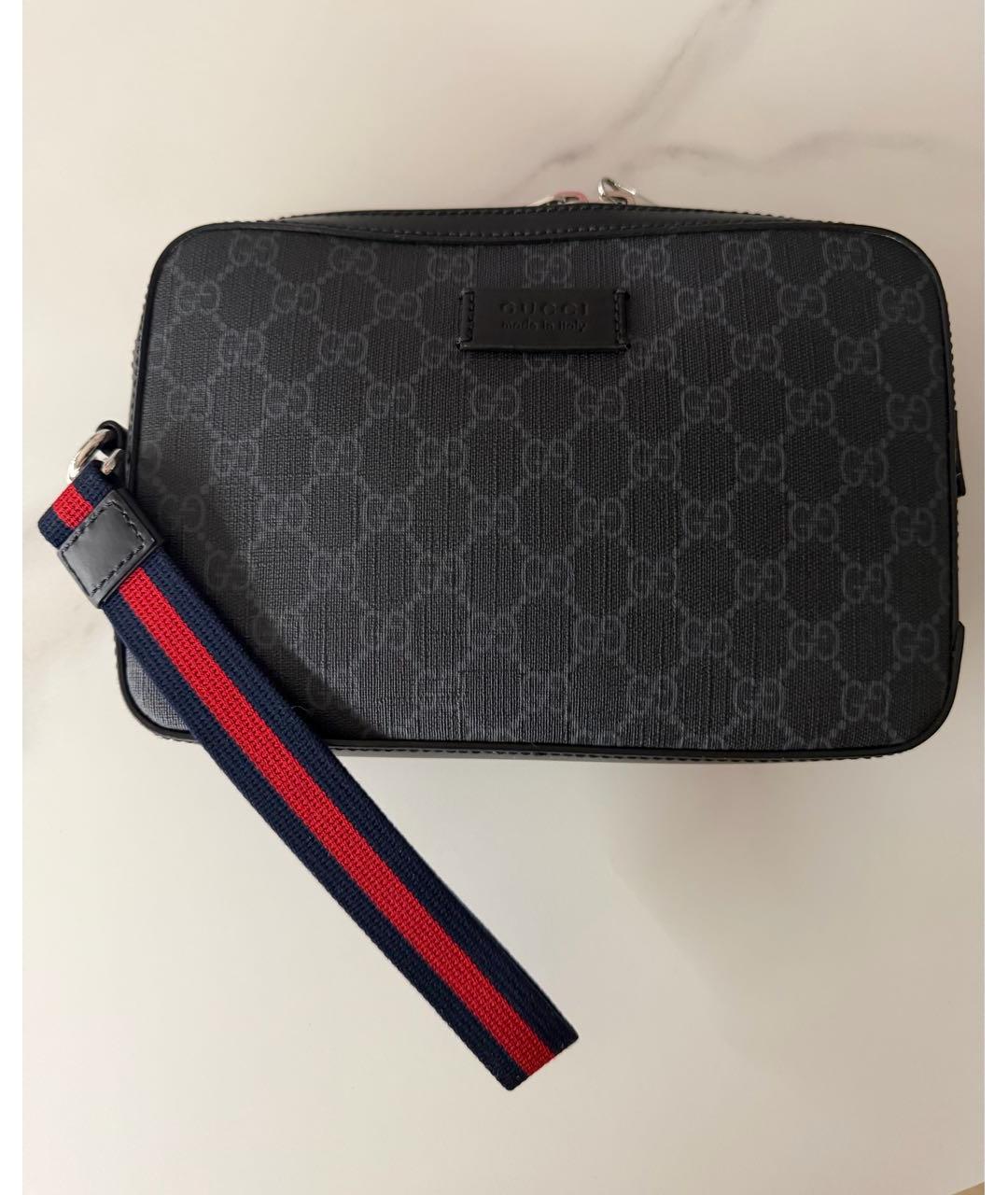 GUCCI Черная кожаная барсетка, фото 2