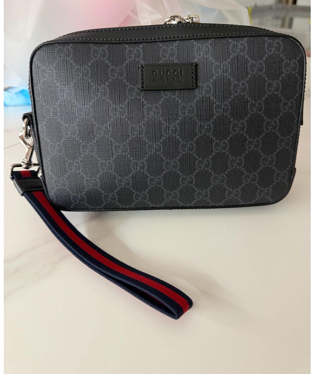 GUCCI Черная кожаная барсетка, фото 3