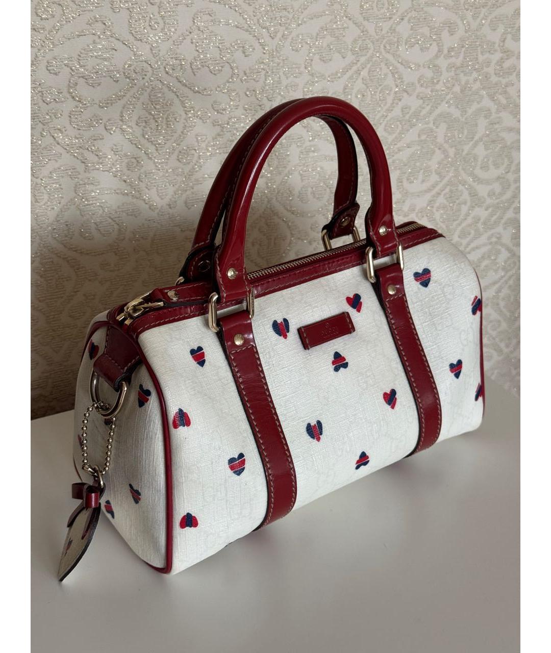 GUCCI Белая сумка с короткими ручками из канвы, фото 2