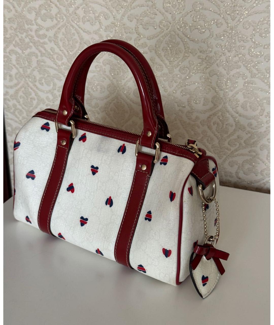 GUCCI Белая сумка с короткими ручками из канвы, фото 3