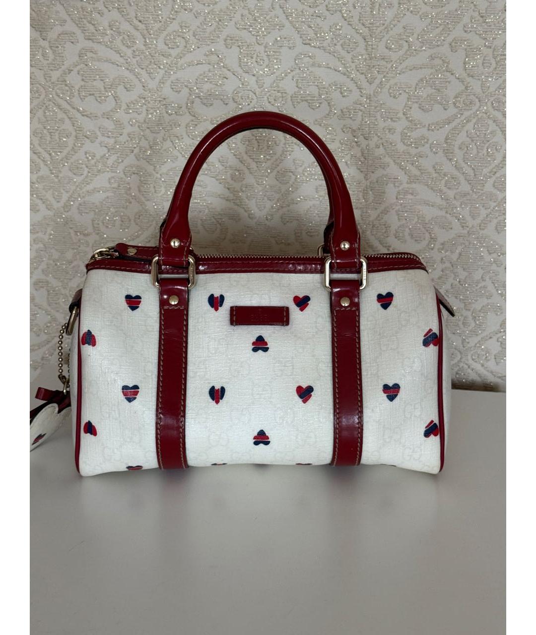 GUCCI Белая сумка с короткими ручками из канвы, фото 6