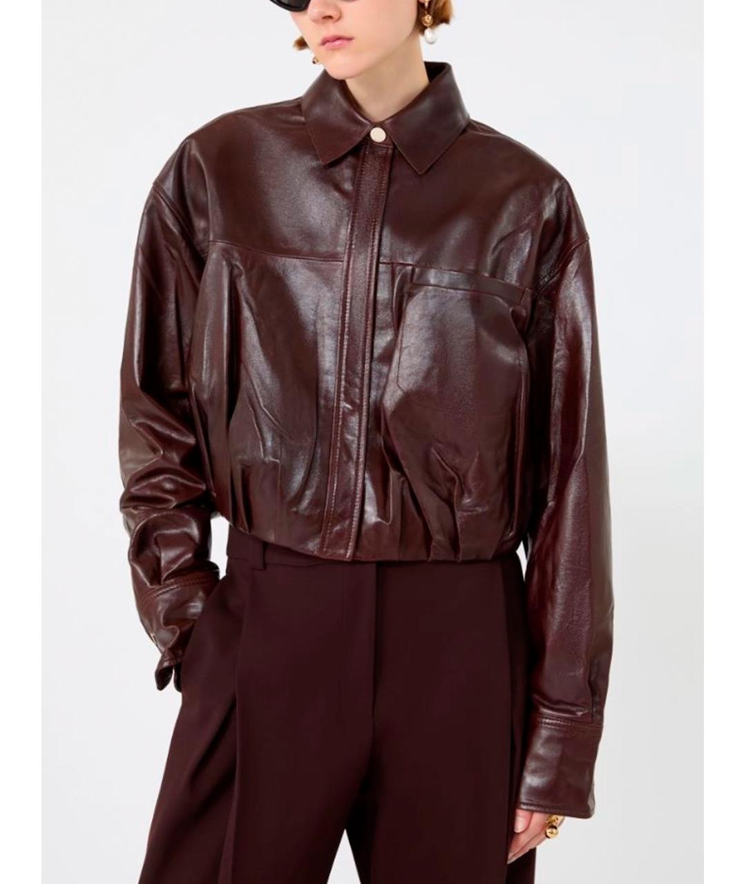 SPORTMAX Бордовая кожаная куртка, фото 4