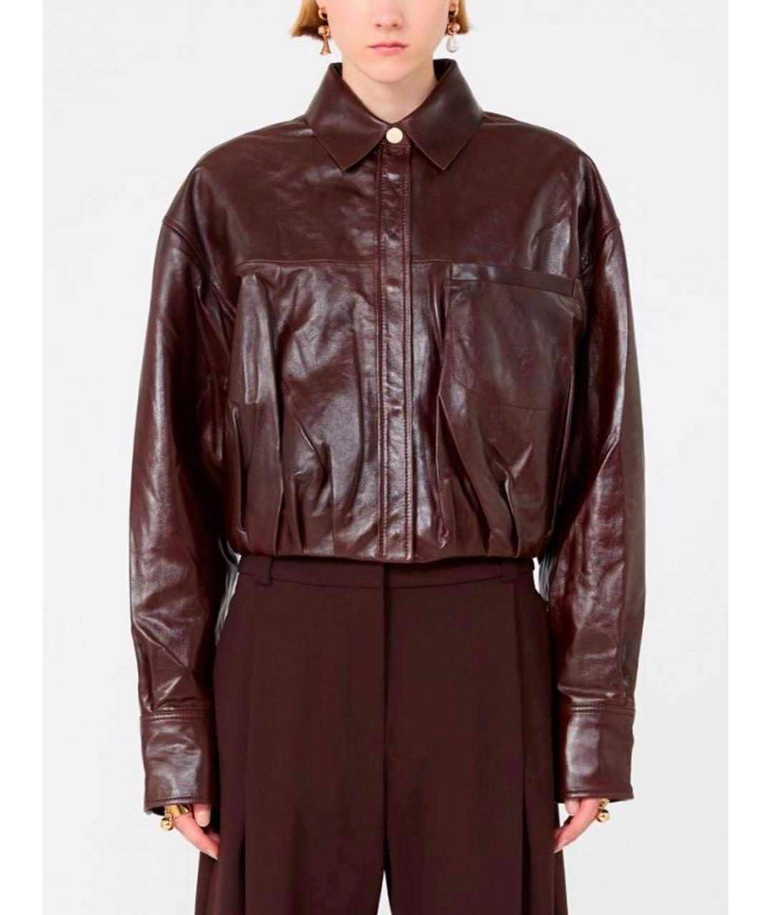 SPORTMAX Бордовая кожаная куртка, фото 2