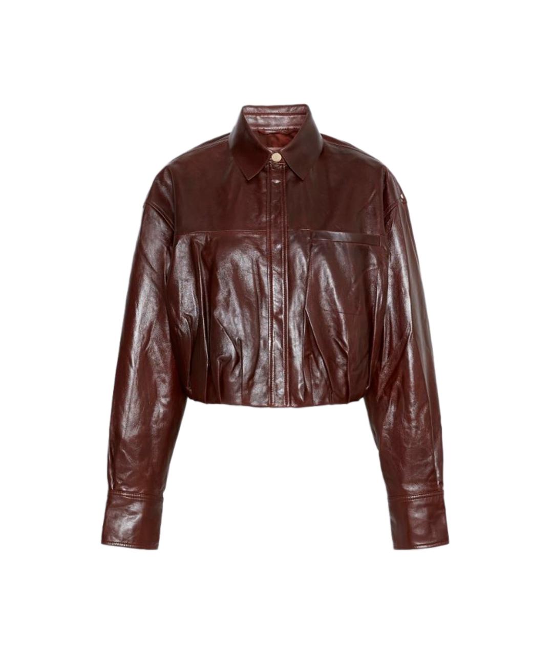 SPORTMAX Бордовая кожаная куртка, фото 1