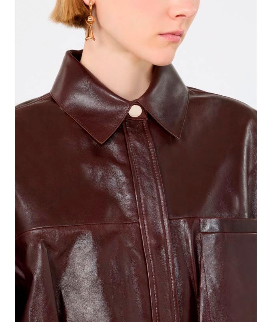 SPORTMAX Бордовая кожаная куртка, фото 5