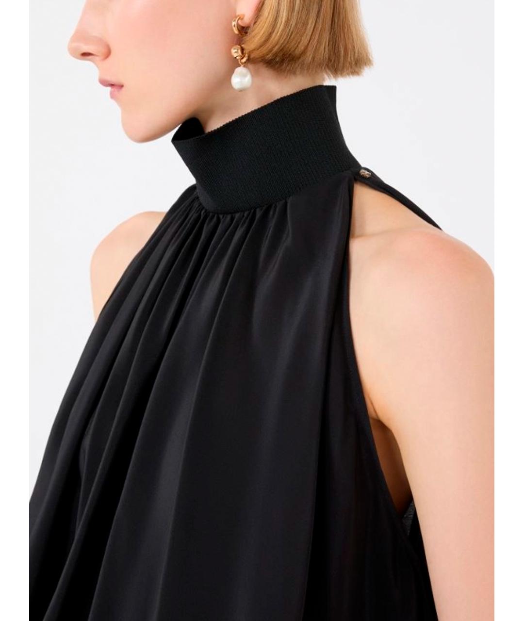 SPORTMAX Черная шелковая блузы, фото 4