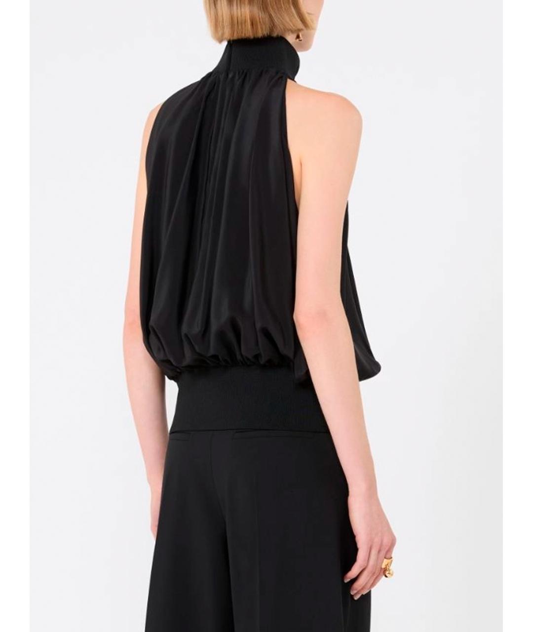 SPORTMAX Черная шелковая блузы, фото 3