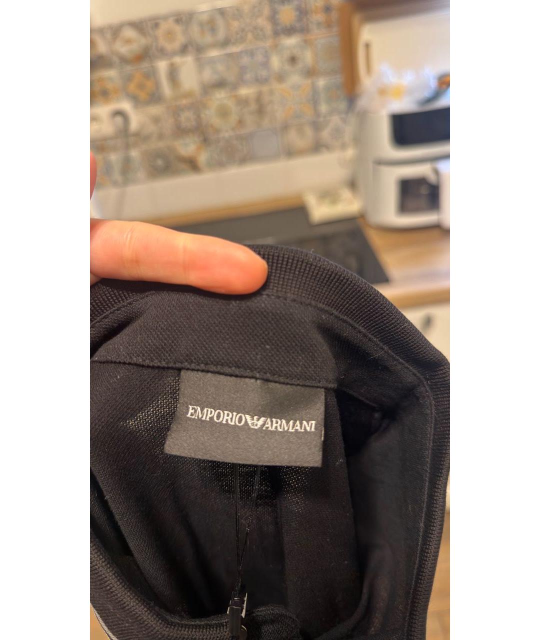 EMPORIO ARMANI Черная хлопковая футболка, фото 5